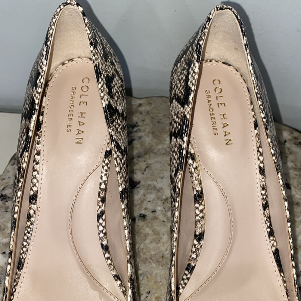 Cole Haan Snake Skin Embossed Leather Pointed Toe Square Heel Pumps Size 8 NWOB - Picture 11 of 16